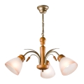 Kroonluchter aan ketting TULIPAN 3xE27/60W/230V beukenhout