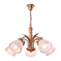 Kroonluchter aan ketting TULIPAN 5xE27/60W/230V beukenhout