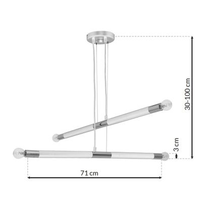 Kroonluchter aan koord BASTONE WIT 4xE14/40W/230V