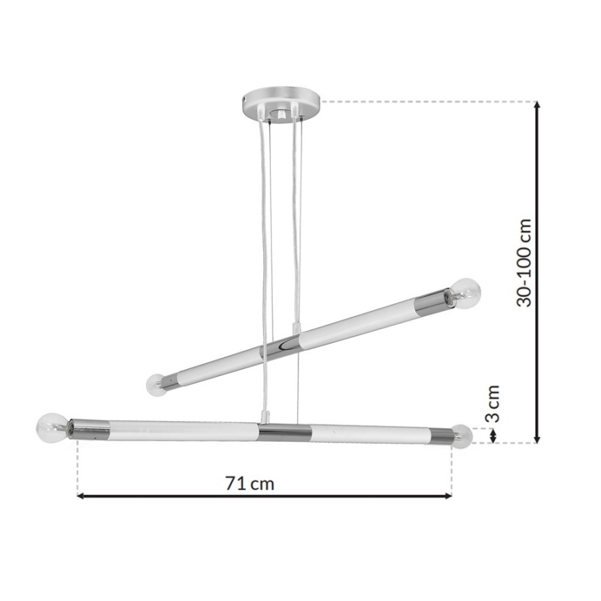 Kroonluchter aan koord BASTONE WIT 4xE14/40W/230V