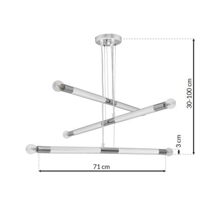 Kroonluchter aan koord BASTONE WIT 6xE14/40W/230V