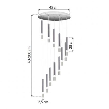 Kroonluchter aan koord ICE 12xLED/1W/230V