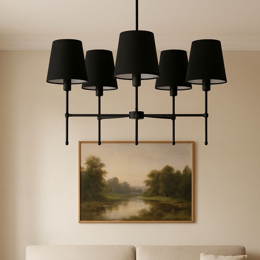 Kroonluchter aan staaf MADELA 5xE14/40W/230V zwart