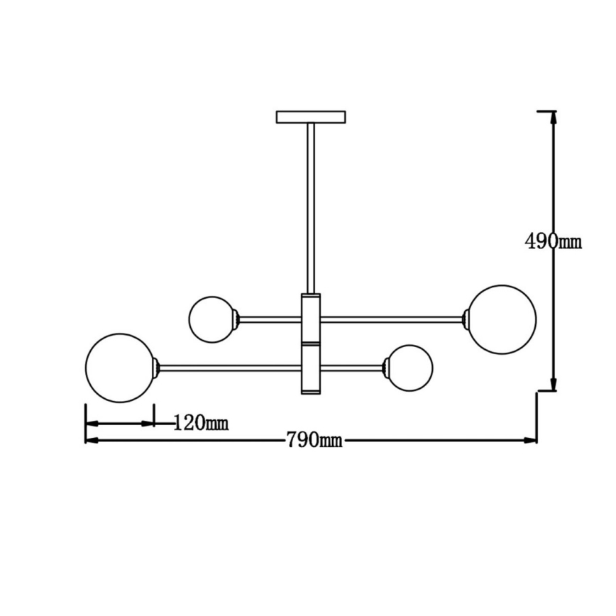 Kroonluchter aan stang DORADO 4xG9/40W/230V zwart