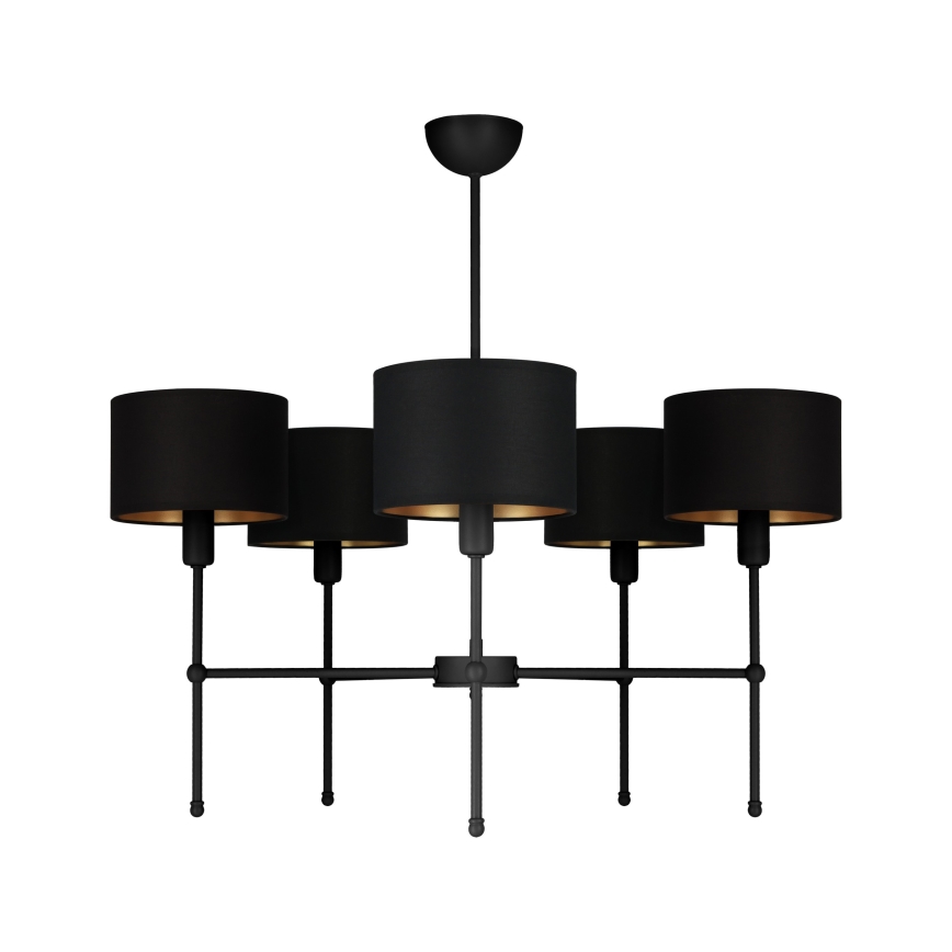 Kroonluchter aan stang MADELA 5xE14/40W/230V zwart