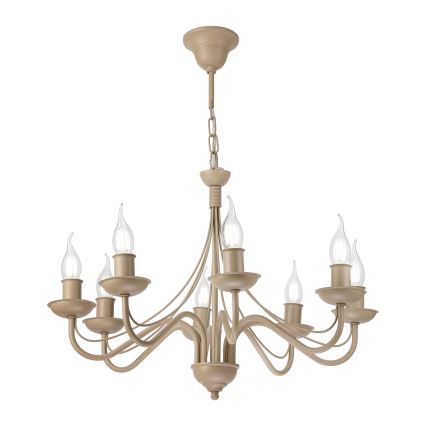 Kroonluchter ANTON aan ketting 8xE14/60W/230V beige