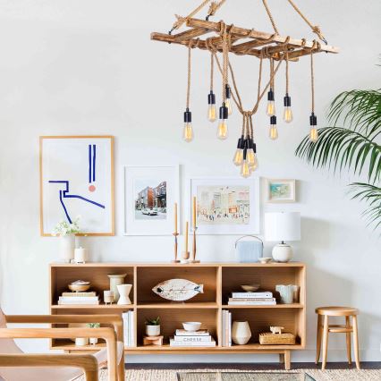 Kroonluchter EREBOS met kabelophanging 12xE27/40W/230V bruin