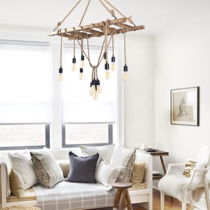 Kroonluchter EREBOS met kabelophanging 12xE27/40W/230V bruin