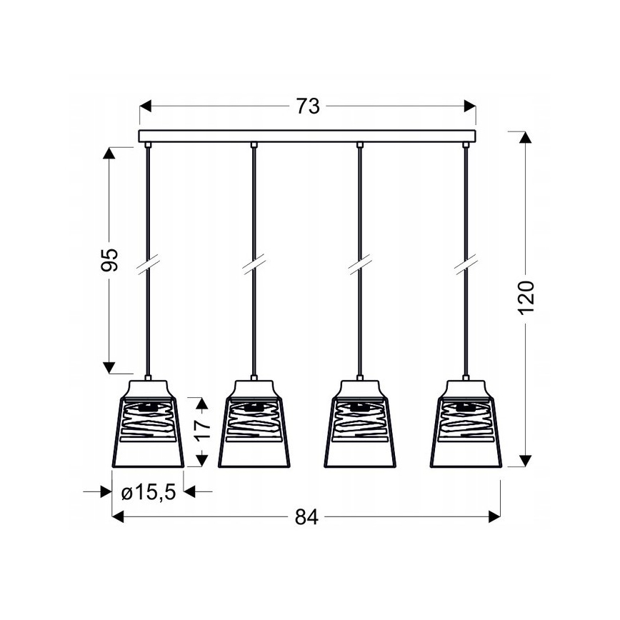 Kroonluchter FRESNO 4xE27 / 60W / 230V