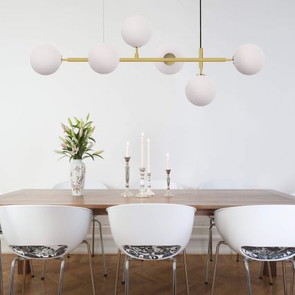 Kroonluchter met kabel ALISA 6xE14/40W/230V goudkleurig