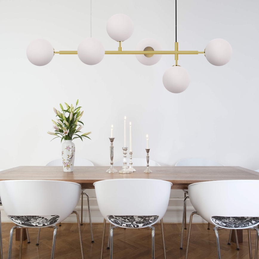 Kroonluchter met kabel ALISA 6xE14/40W/230V goudkleurig