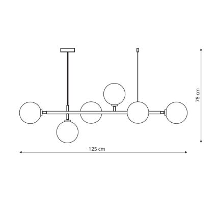Kroonluchter met kabel ALISA 6xE14/40W/230V goudkleurig