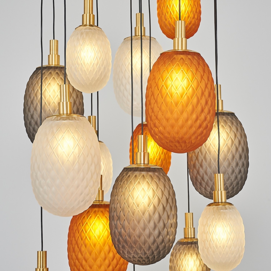 Kroonluchter met kabelophanging CACTUS 16xG9/5W/230V koper/grijs/wit