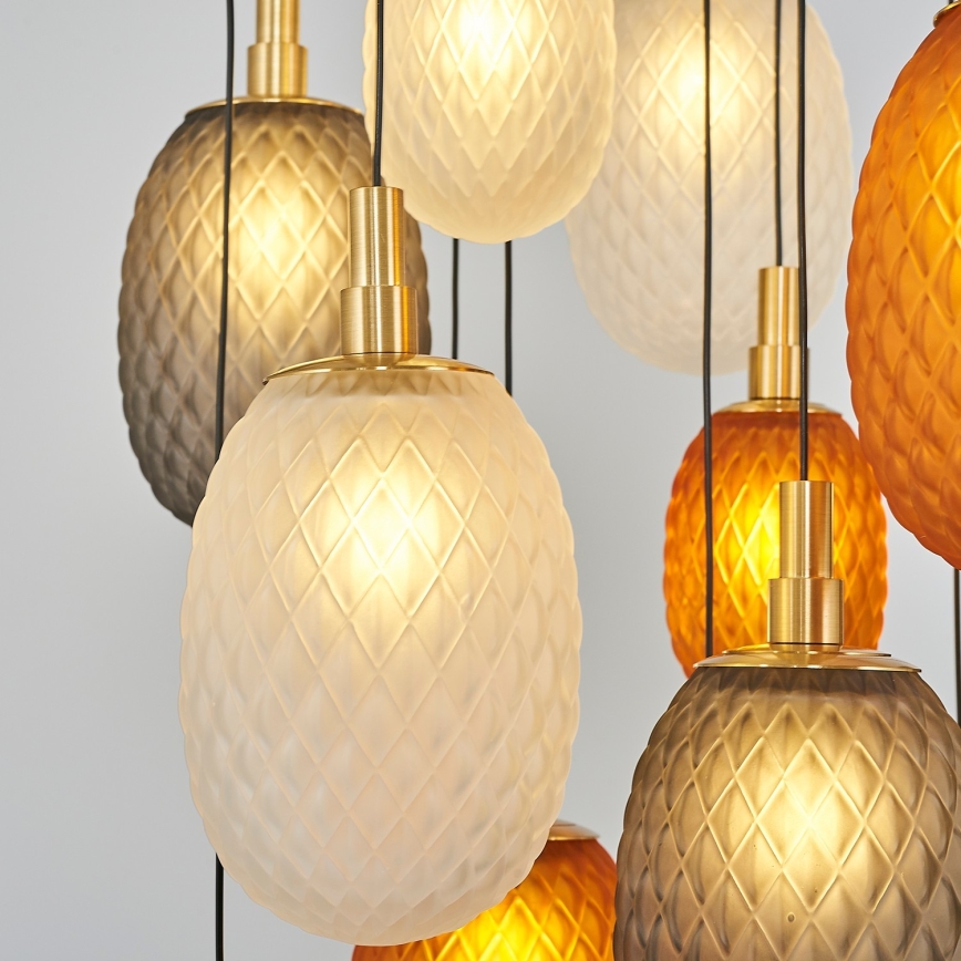 Kroonluchter met kabelophanging CACTUS 16xG9/5W/230V koper/grijs/wit