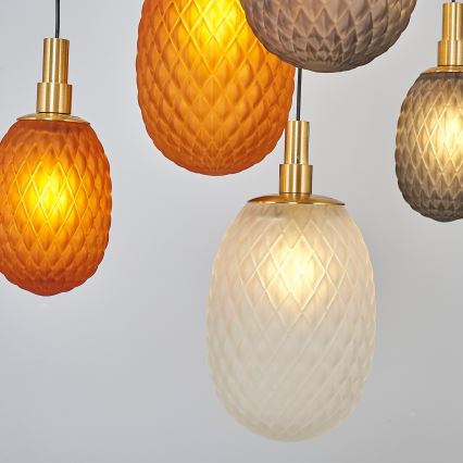 Kroonluchter met kabelophanging CACTUS 16xG9/5W/230V koper/grijs/wit