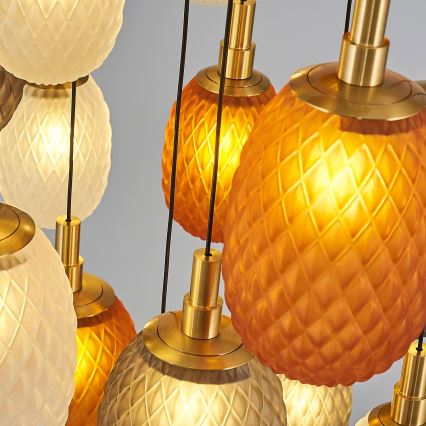 Kroonluchter met kabelophanging CACTUS 16xG9/5W/230V koper/grijs/wit