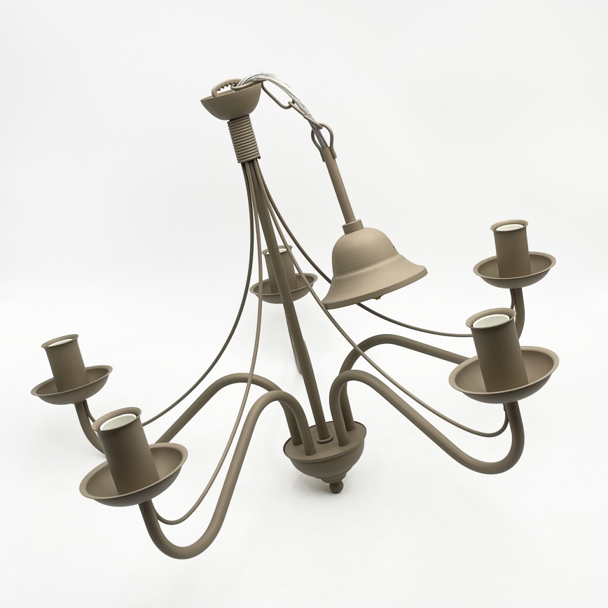 Kroonluchter met ketting ANTON 5xE14/60W/230V beige