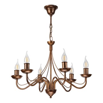 Kroonluchter met ketting ANTON 6xE14/60W/230V bronskleurig