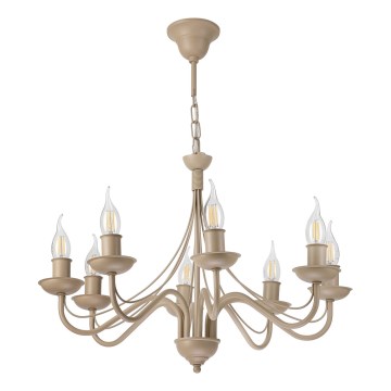Kroonluchter met ketting ANTON 8xE14/60W/230V beige