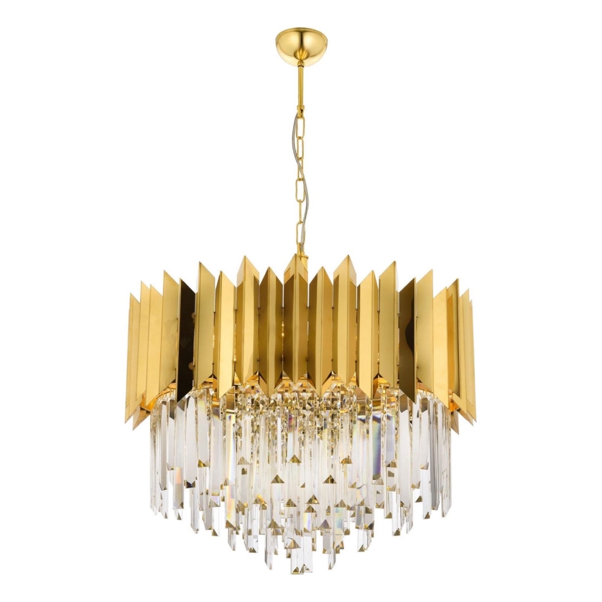 Kroonluchter met ketting CRYSTALLINE 8xE27/40W/230V goudkleurig