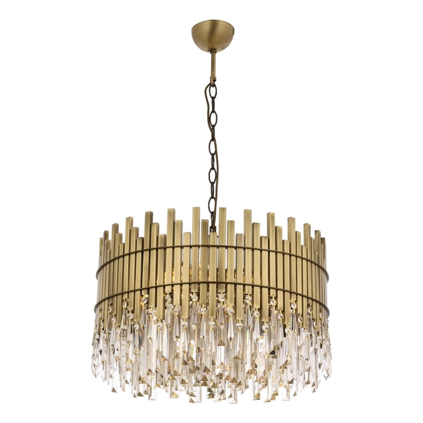 Kroonluchter met ketting CRYSTALLINE 8xE27/40W/230V Ø 60 cm messing
