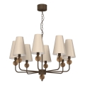 Kroonluchter met ketting GRENADA 8xE14/15W/230V beige