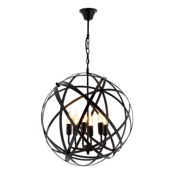 Kroonluchter met ketting IRONBALL 6xE27/40W/230V zwart
