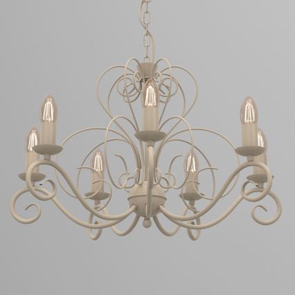 Kroonluchter met ketting MAURO 7xE14/15W/230V beige
