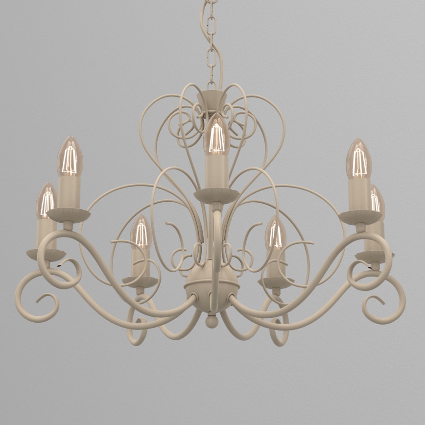 Kroonluchter met ketting MAURO 7xE14/15W/230V beige