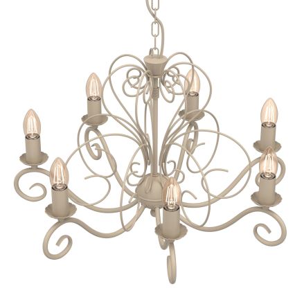 Kroonluchter met ketting MAURO 7xE14/15W/230V beige