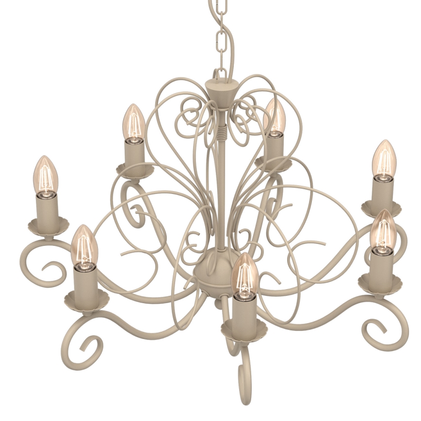 Kroonluchter met ketting MAURO 7xE14/15W/230V beige