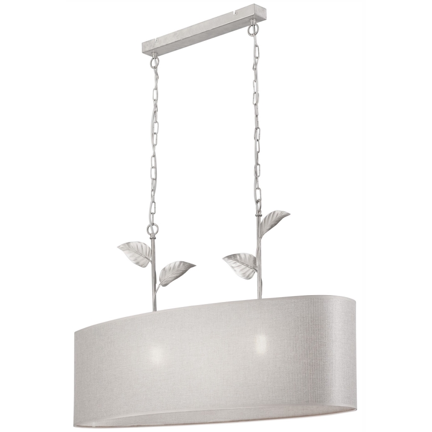 Kroonluchter met ketting NOEMI 2xE27/60W/230V zilver/witte patina