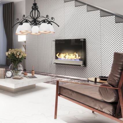 Kroonluchter met ketting RETRO II 5xE27/60W/230V mat zwart