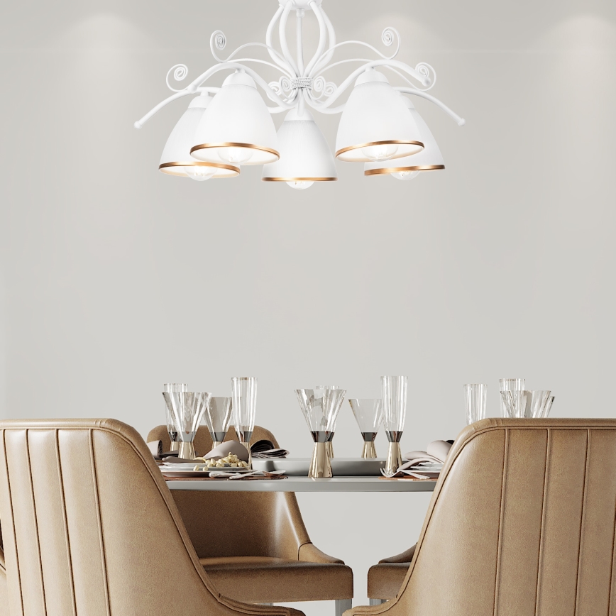 Kroonluchter met ketting RETRO II 5xE27/60W/230V wit