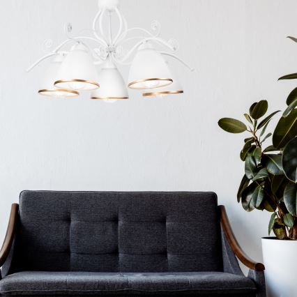 Kroonluchter met ketting RETRO II 5xE27/60W/230V wit