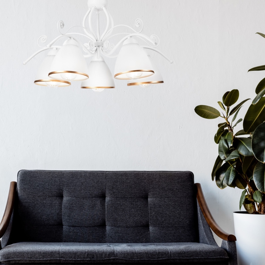 Kroonluchter met ketting RETRO II 5xE27/60W/230V wit