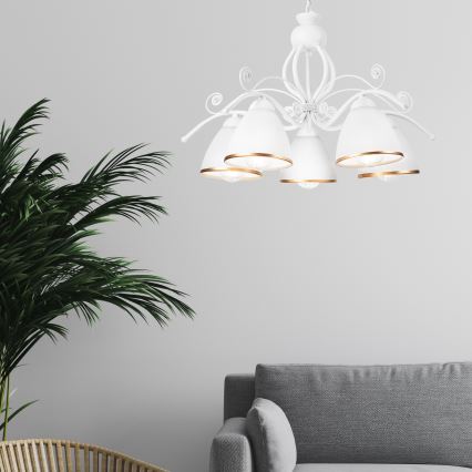 Kroonluchter met ketting RETRO II 5xE27/60W/230V wit