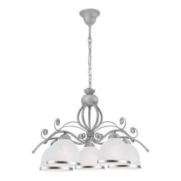 Kroonluchter met ketting RETRO II 5xE27/60W/230V zilver