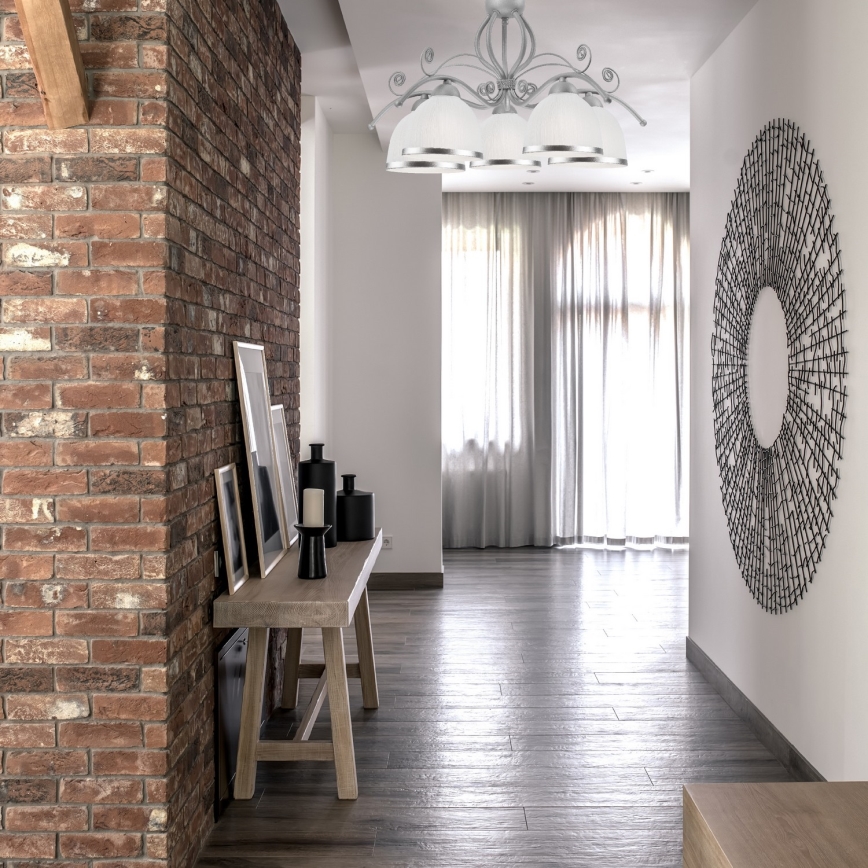 Kroonluchter met ketting RETRO II 5xE27/60W/230V zilver