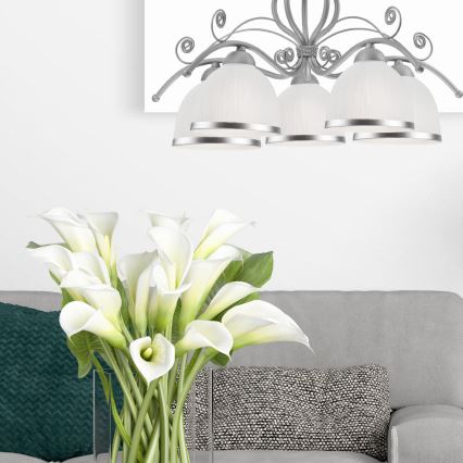 Kroonluchter met ketting RETRO II 5xE27/60W/230V zilver