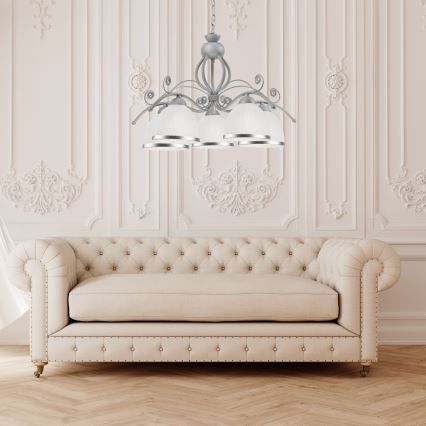 Kroonluchter met ketting RETRO II 5xE27/60W/230V zilver