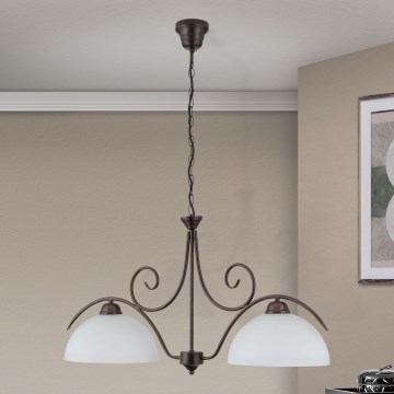 Kroonluchter met ketting RULA 2xE27/40W/230V wit/brons