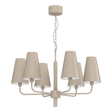 Kroonluchter met ketting TORTOLA 6xE14/15W/230V beige