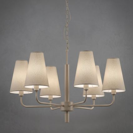 Kroonluchter met ketting TORTOLA 6xE14/15W/230V beige