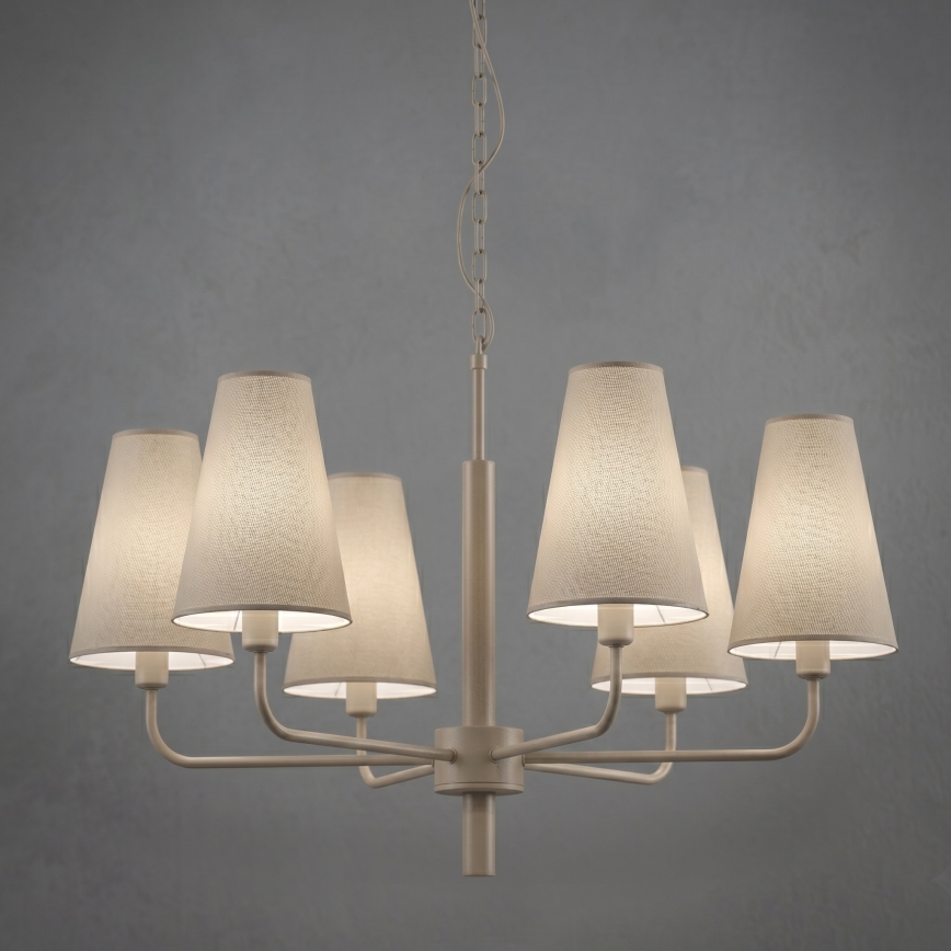 Kroonluchter met ketting TORTOLA 6xE14/15W/230V beige
