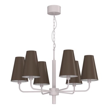 Kroonluchter met ketting TORTOLA 6xE14/15W/230V bruin/crème