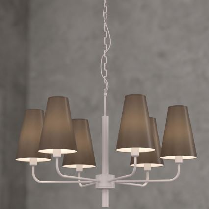 Kroonluchter met ketting TORTOLA 6xE14/15W/230V bruin/crème