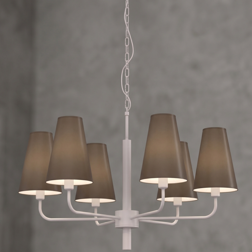 Kroonluchter met ketting TORTOLA 6xE14/15W/230V bruin/crème