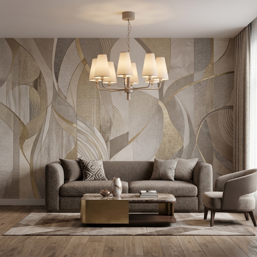 Kroonluchter met ketting TORTOLA 8xE14/15W/230V beige