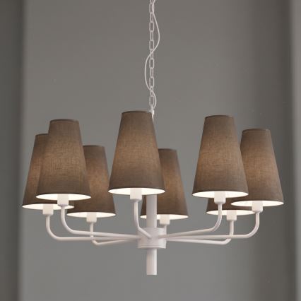 Kroonluchter met ketting TORTOLA 8xE14/15W/230V bruin/crème